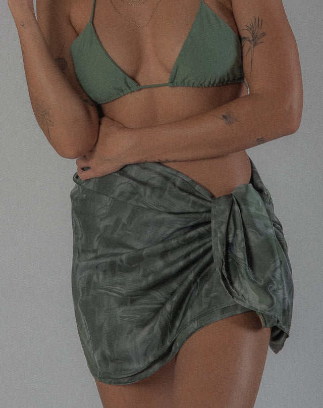 Side Tie Sarong in Matcha Green